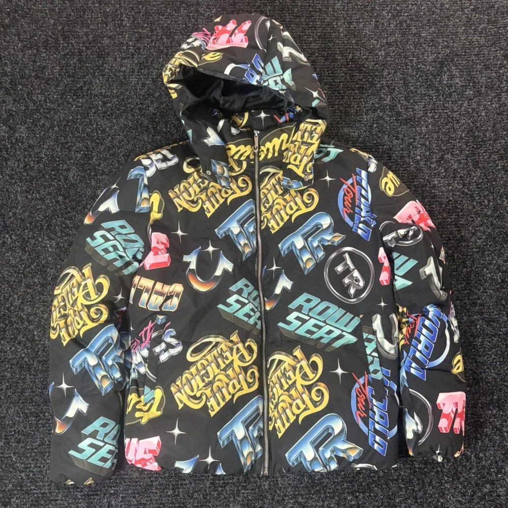 True Religion Chrome Logo Puffer Jacket Jet Black 2026 SMS Sample Unreleased M